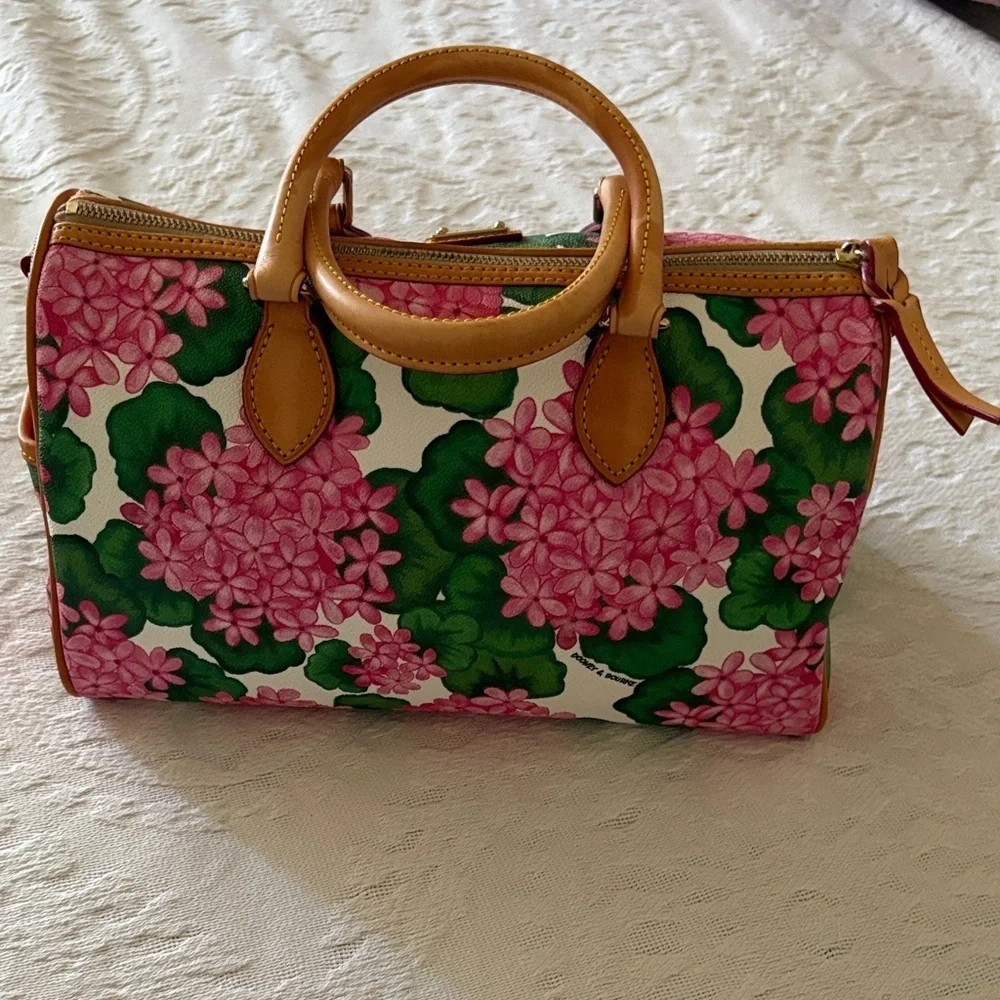 Gently Loved Satchel Bag Genuine Leather Hydrangea (NO CROSSBODY STRAP)